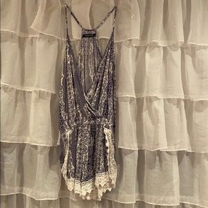 Navy and White Romper